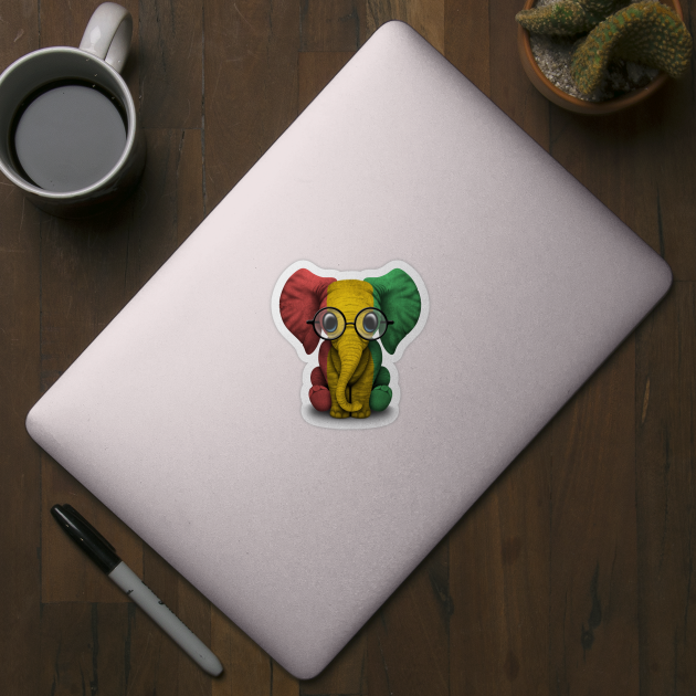 Baby Elephant with Glasses and Guinea Flag by jeffbartels